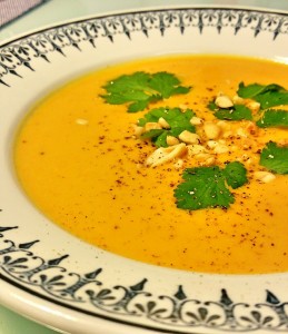 Velouté de carottes et patates douces, lait de coco, à la Thaï – Copyright © Gratinez