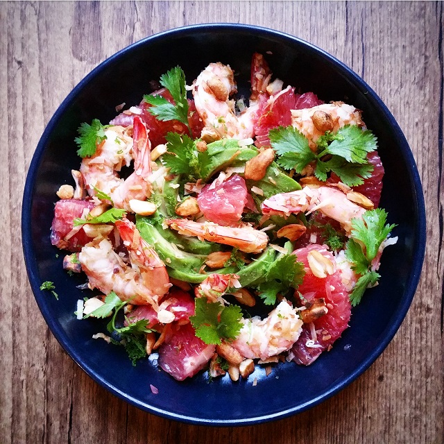 Salade de crevettes et pamplemousse à la Thaï – Copyright © Gratinez