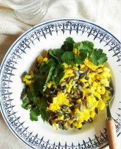 Risotto de céleri rave, poudre de fenouil et curcuma – Copyright © Gratinez