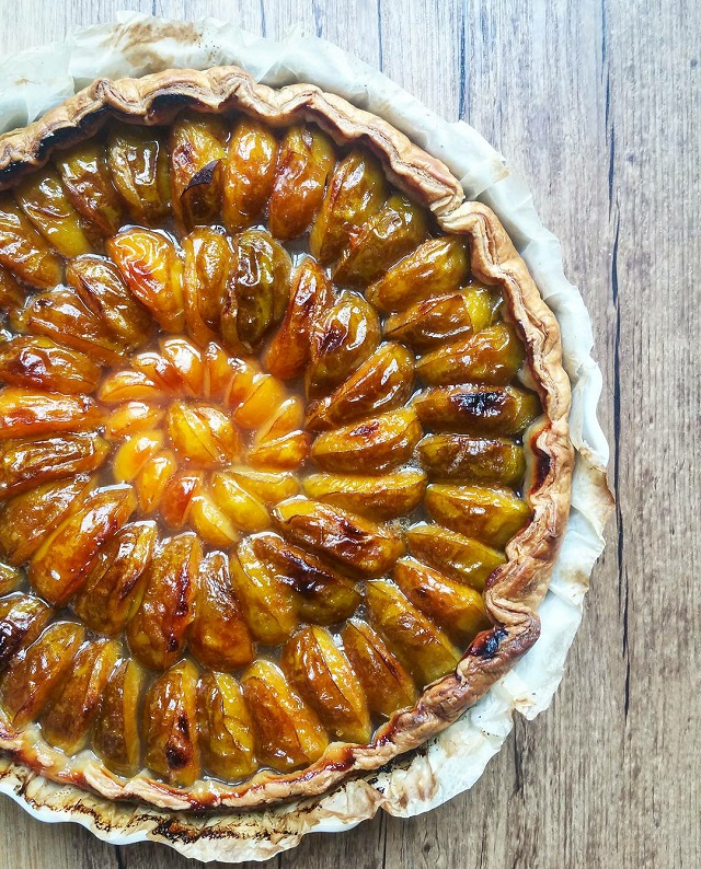 Tarte aux Prunes Reines-Claudes, Mirabelles, et sirop au Curry – Copyright © Gratinez