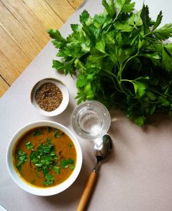 Soupe de lentilles vertes, carottes et cumin – Copyright © Gratinez