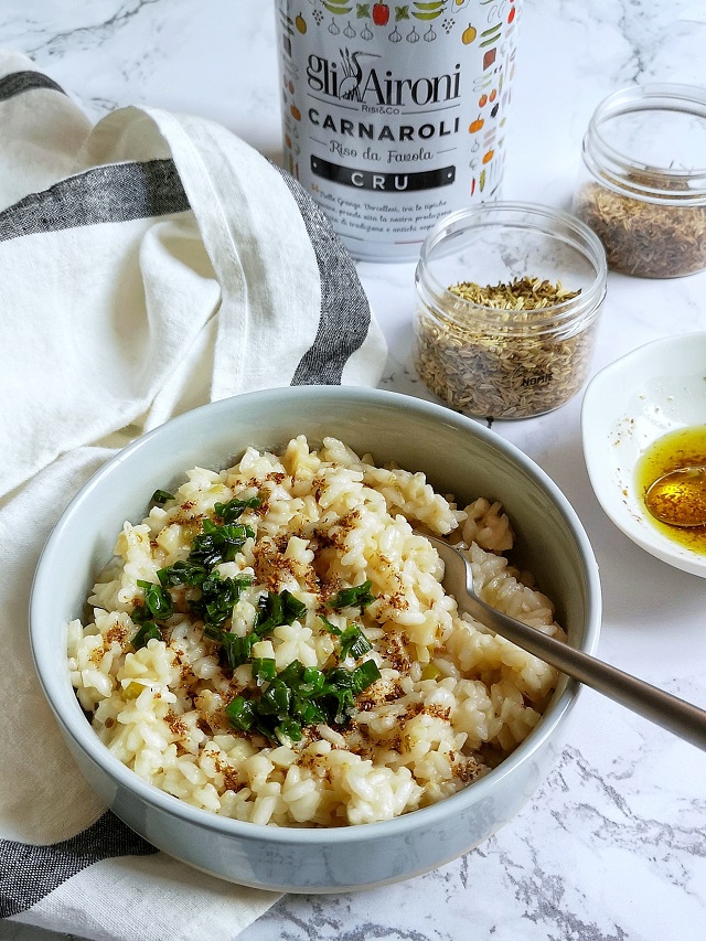 Risotto au céleri rave et huile aux épices torréfiées – Copyright © Gratinez